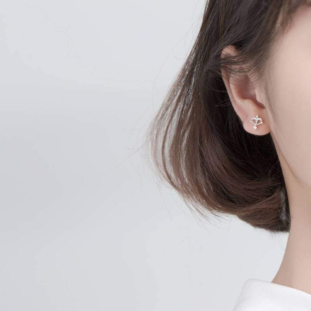 RWRAPS Ohrringe für Damen, S925 Silber Ohrringe Damen Asymmetrische Amor Engel Diamant Pfeil und Bogen Ohrringe Roségold