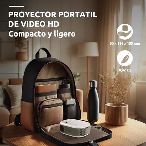 STRONG - Mini Proyector de Vídeo N1 - Resolución HD 720p Compatible con Full HD 1080p - 120 ANSI Lúmenes - Distancia de proyección 0,9 a 6,2 m - Conectividad HDMI/USB/AV + Salida de Audio - Blanco - imagen 3
