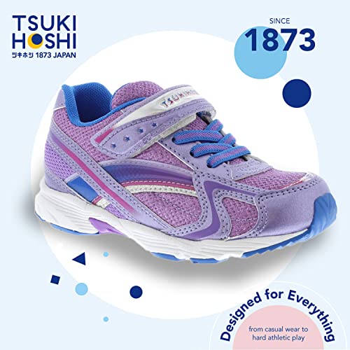 Tsukihoshi 3537 Glitz Strap-Closure Machine-Washable Child Sneaker Shoe With Wide Toe Box And Slip-Resistant, Non-Marking Outsole, Purple/Royal - 12 Little Kid (4-8 Years) #TOP2