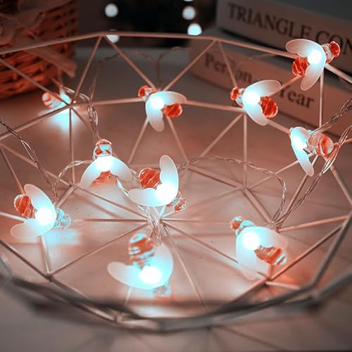 OKQYIMAQQ Solar Honeybee String Lights Outdoor, 12m 100LED Solar Bumble Bee String Lights Waterproof 8 Mode for Garden Yard (White)