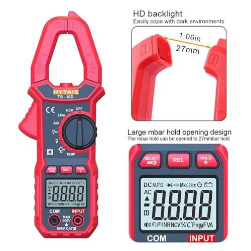 Pinza Amperimétrica Multímetro 600A DC/AC Clamp Amperímetro 6000 Cuentas Voltímetro Amperímetro Pinzas NCV Ohm Herramientas para Electricista miniatura 3
