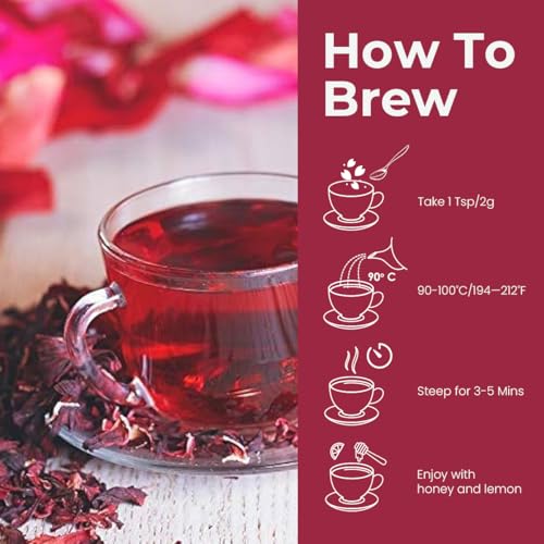Image of BLUE TEA - Hibiscus Tea - 1.76 Oz (80+ Cups) Loose | SKIN GLOW ENHANCING TEA | Herbal Tea - Flower Based - Non-Bitter - Caffeine Free - Tangy Flavour - Vitamin-C Rich | Pet Jar Pack