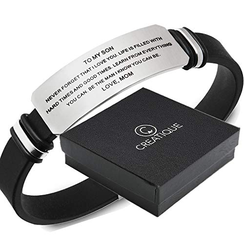 Creatique Inspirational Bracelets Engraved, Personalized Gifts To My Son, To My Daughter Husband Wife Bracelet, Son Bracelet From Mom And Dad, Son Gift For Graduation, Birthday (Tomysonlovemom) #TOP1