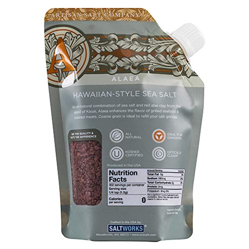 SALTWORKS Artisan Salt Company Alaea Red Hawaiian-style Sea Salt, Coarse Grain, Pour Spout Pouch, 16 Ounce - Thumbnail 2