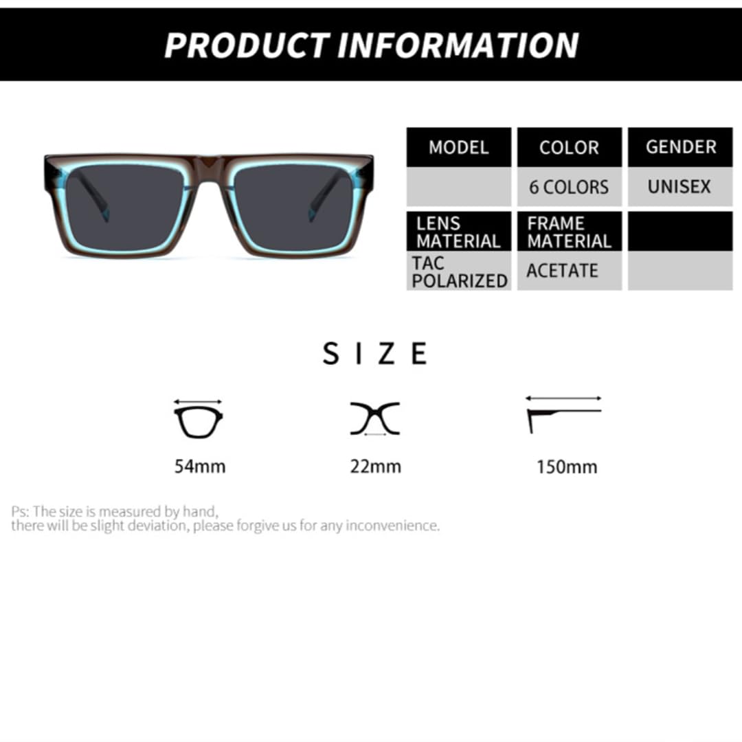 Lunettes de soleil en acétate faites à la main, verres Tac polarisés UV400