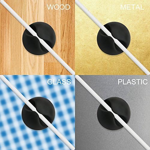 Cable Clips, ONME Cable Holder Multipurpose Cord Management for Home Non-Toxic Rubber Material Self-Adhesive Desk Cord Clips Durable Cord Organizer Black Cord Holder for Office (Black+Brown+White)