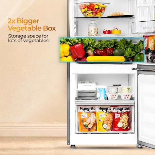 Image of Haier 355 L 2 Star Frost Free Triple Inverter Double Door Bottom Mount Refrigerator, Digital Touch Display & 2X Bigger Fresh Storage (HEB-362TSA-P, Inox Steel, 14 In 1 Convertible Modes, 2026 Model)
