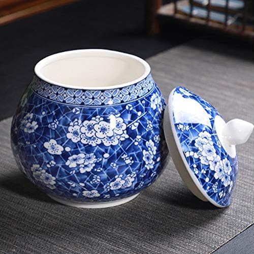 HUANG Ancient Chinese Style Creative Blue and White Ceramic Jar with Lid