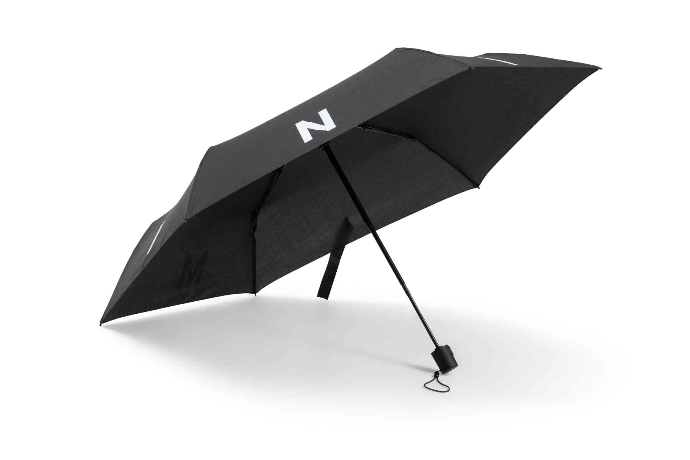 Mini Men's Black Genuine Wordmark Foldable Umbrella Push Button Windproof 80235B54f39