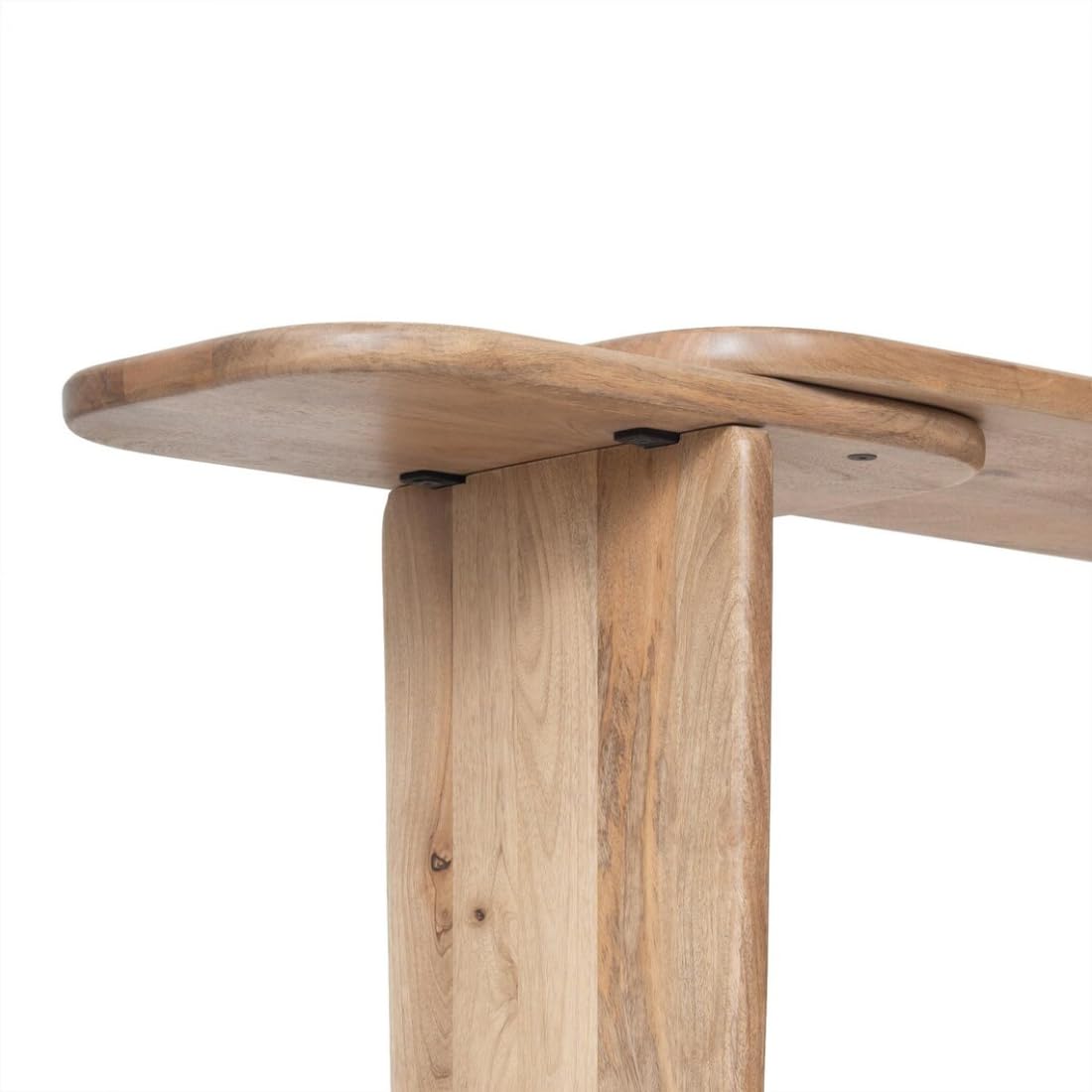 Wooden Expert Dual-Tier Console Table Modern Solid Wood for Entryway, Living Room & Hallway | Minimalist Rustic Sofa Table with Rounded Edges 4