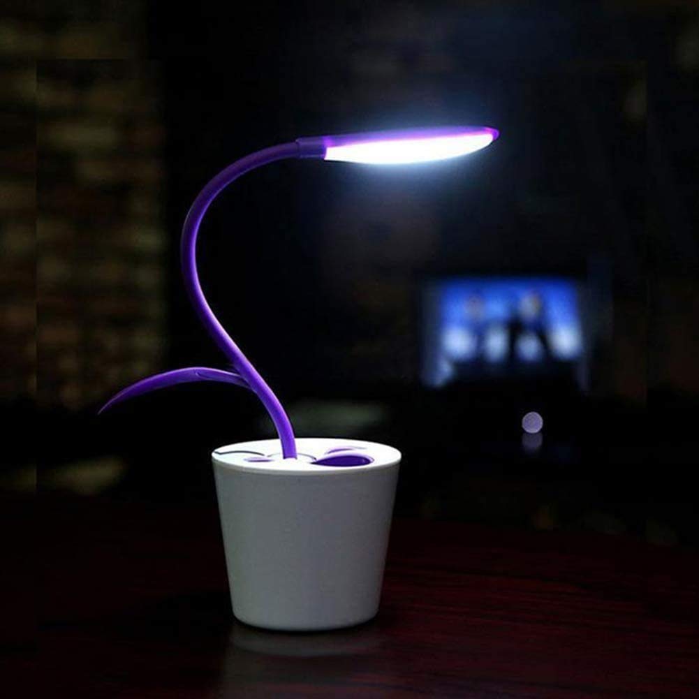 Led-bureaulamp voor kinderen, nachtlampje, tafellamp, leeslamp met penhouder en touch-sensor, 3 helderheidsniveaus, dimbaar, 1200 mAh, USB-oplaadbaar, oogbescherming, bedlampje (paars