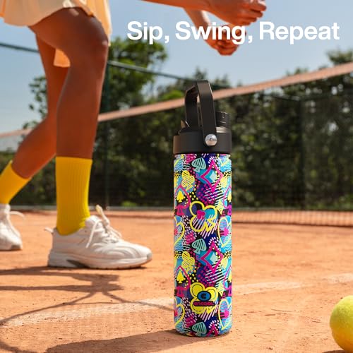 Image of ENCOOL Insulated Water Bottle with Straw Stainless Steel Water Bottle, Leak-Proof, BPA-Free, Double Wall Vacuum Keeps Cold for 24 Hours for Sports, Travel, School (26 oz, Playing Suits)