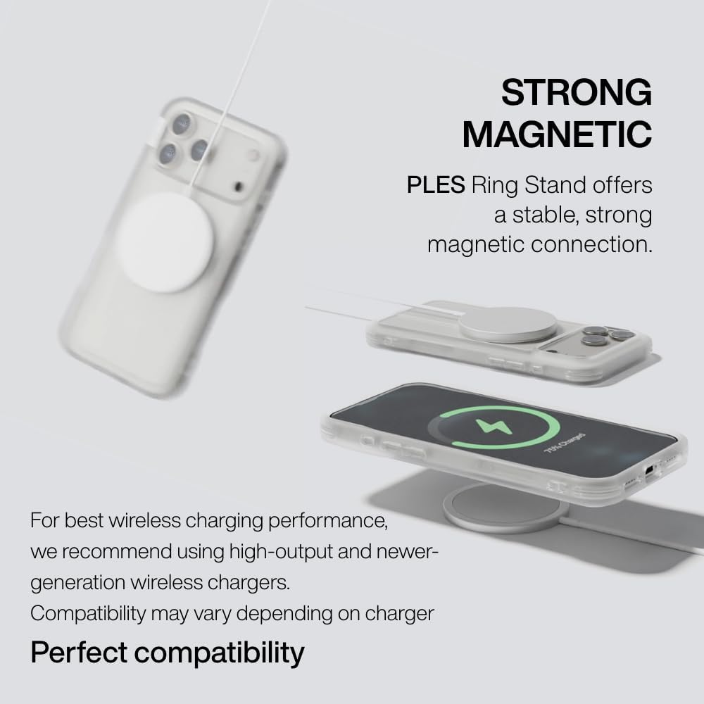 PLES Arche Ring Stand, Compatible with iPhone 17 Series, 360 Degree, Non-Yellowing, Anti-Fingerprint, Shockproof, Bumper, Kickstand (Matt Black, iPhone 17 Pro)