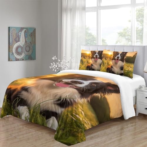 Housse de couette motif berger allemand en microfibre douce lit double