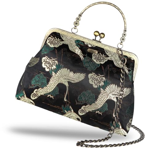 Abuyall Vintage Purse Kiss Lock Purses and Handbags Floral Vacation Women Top Handle Handbag Animal-embroidery