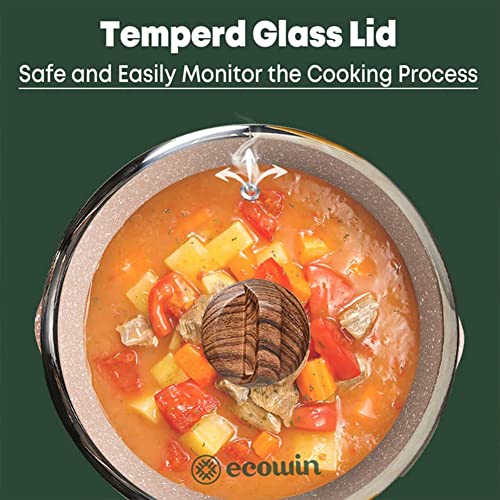 Ecowin 3 Quart Saucepan With Lid, Non Stick Small Sauce Pot With Pour Spout, Nonstick Granite Coating Small Pot With Bakelite Handle, Induction Compatible, Dishwasher And Oven Safe, Pfoa Free #TOP2