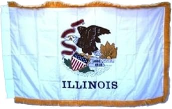 Illinois 3'x5' Poly Nylon Sleeve with Gold Fringe Flag