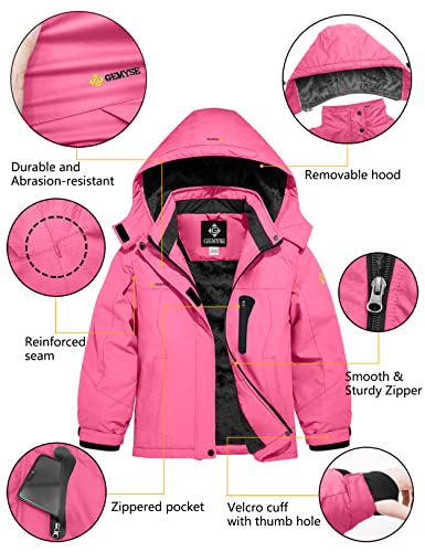 Image of GEMYSE Girl's Waterproof Ski Snow Jacket Hooded Fleece Lined Windproof Winter Jacket
