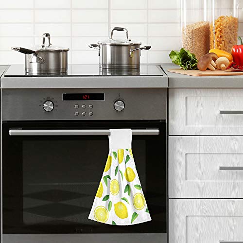 Aslsiy Summer Fresh Lemons Hanging Kitchen Towels Yellow Lime Orange Slices Fruit Leaves Bathroom Hand Tie Towel Fast Drying Dish Tea Towels For Bath Tabletop Gym Home Decor Set Of 2 #TOP1