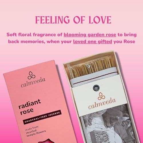 Radiant Rose Incense Sticks for Love - (80 Sticks) Charcoal Free Incense Using Upcycled Flowers - Image 3