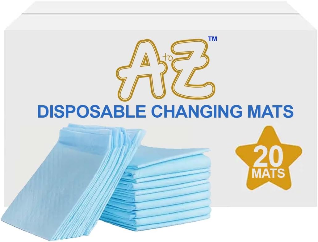 A to Z Disposable Changing Pads/mat (45 x 60cm (20 Count), Extra Large Underpads waterProof for Incontinence, Heavy Absorb Chucks Pads for Kids, Babies Pack of 20-Blue