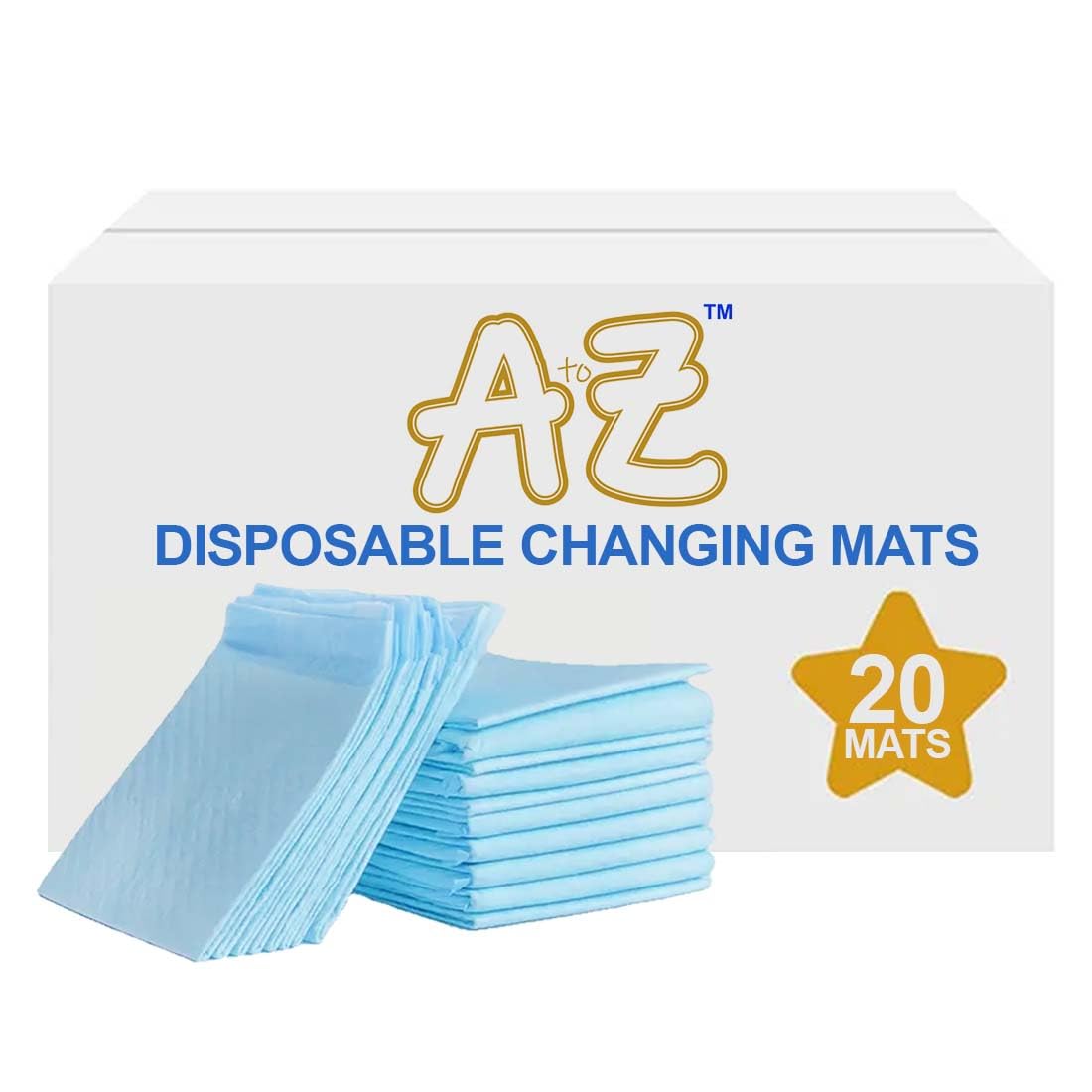 A to Z Disposable Changing Pads/mat (45 x 60cm (20 Count), Extra Large Underpads waterProof for Incontinence, Heavy Absorb Chucks Pads for Kids, Babies Pack of 20-Blue