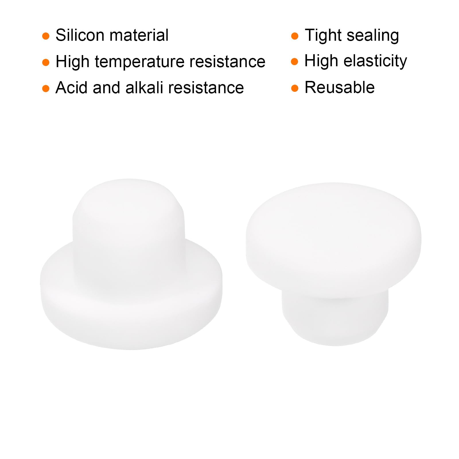 MECCANIXITY 4pcs T-Shaped Silicone Plugs 13mm 1/2 Inch Dia Snap in Plug Hole Seal Cover Round Rubber Stopper for Kitchen Rubber Bulkheads Waterproof Sealing Plugs White