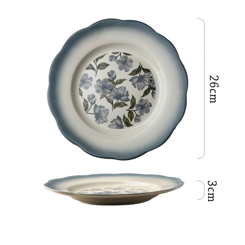 Ceramiczne talerze obiadowe, płytkie talerze obiadowe do domu, idealne na dim sum i warzywa, zestaw 4 sztuk, trwały i elegancki design do codziennego użytku