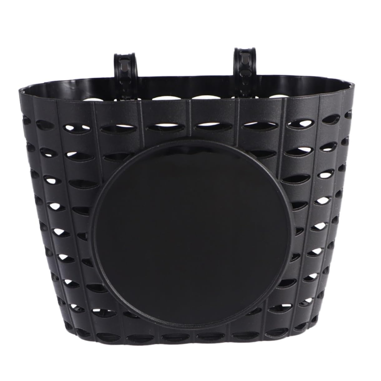 KOMBIUDA 1Set Detachable Plastic Bike Basket for Boy Girl Black Front Container with Strap Bike Accessory for Boy Girl Outdoor Adventures