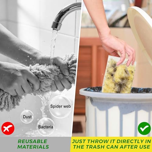 Image of Duster Refills,Static Dust Removal Brush Disposable Replacement Head Compatible with Swiffer Duster Refills for Electronics, Furniture, Blinds, Ceiling Fans (Yellow, 30 Refills+1 Extension Pole)