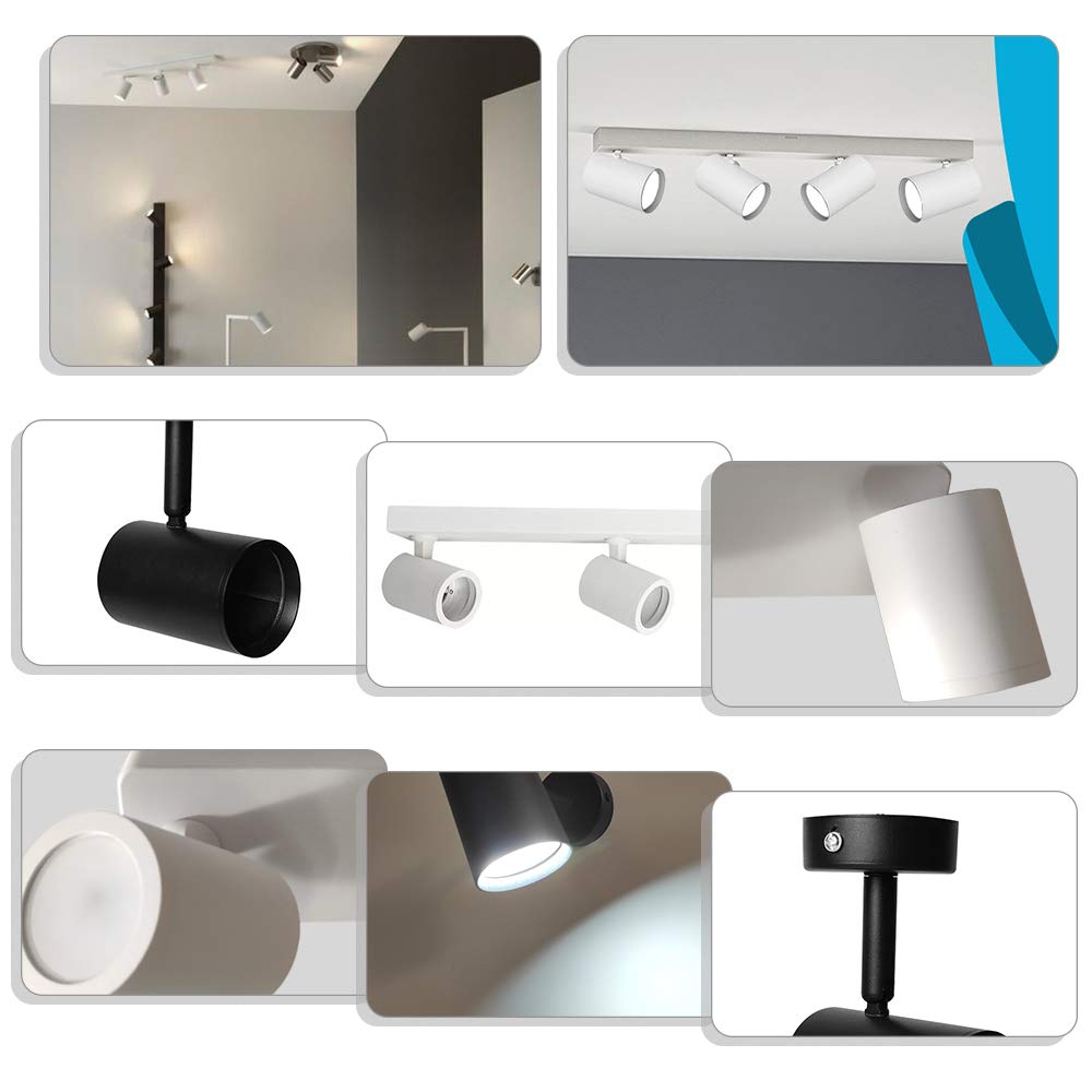 FactorLED Lámpara de Techo Led Blanco Ajustable y Rotatorio con Bombillas GU10, Aplique 18W Luz Fría 6000K, Barra de 3 Focos Orientables, Iluminación Interior