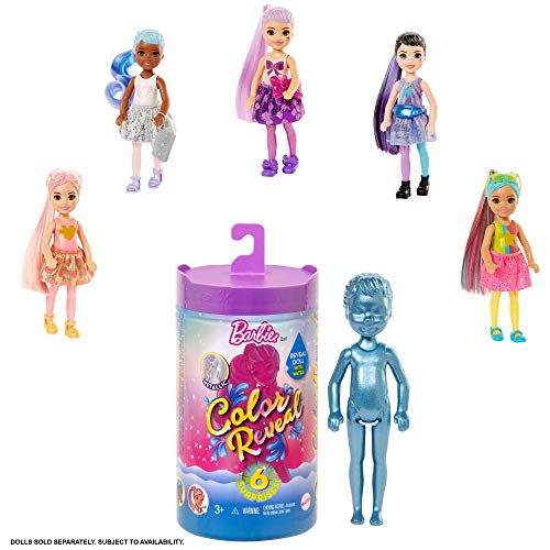 Barbie GTT23 - Barbie Chelsea Color Reveal Puppe, Glitzer Serie, mit Enthüllungseffekt mit 1 Überraschungspuppe und 6… – Bild 6