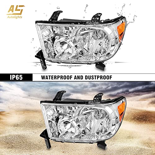 As Headlight Assembly Compatible 2007 2008 2009 2010 2011 2012 2013 Toyota Tundra /2008-2017 Toyota Sequoia Chrome Housing Pair Not Suitable For Vehicle With Electricheadlamp Adjustment Function #TOP4