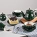 Sweejar Porcelain Tea Sets British Royal Series, 8 OZ Cups& Saucer Service for 6, with Teapot Sugar Bowl Cream Pitcher Teaspoons and Tea Strainer, Suitable for High Tea, Wedding, Party (Jade)