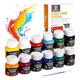 Kievano Colori per Ceramica & Porcellana 12×25 ml, Vernice per Vetro Permanente con Pennello, Set Pittura per Tazze e Vetro, Colori per Vetro e Ceramica