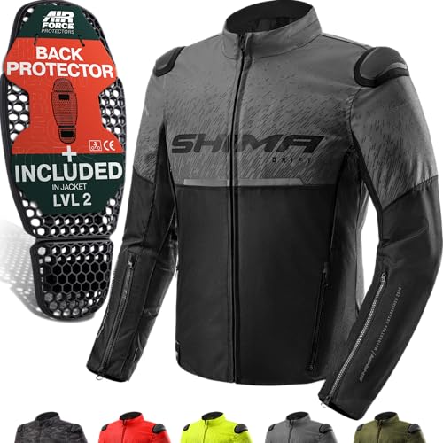 SHIMA DRIFT Motorbike Jacket for Men - Lightweight Breathable Summer Mesh Mens City Biker Jacket with CE Back Shoulder Elbow Armor Pads Width Adjustment (Grey, 4XL)