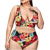  Bikini Dividido del Traje De BañO del Traje De BañO del TamañO Extra Grande de Las Mujeres Bikini para Mujer Traje de 2 Piezas Traje de BañO De Las SeñOras Tops De Bikini