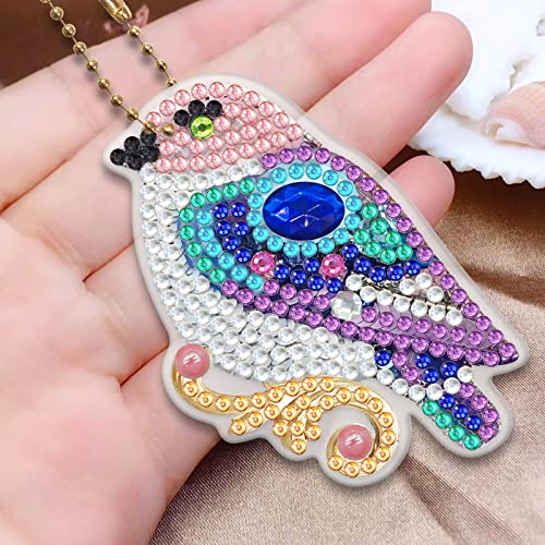 8 Pcs 5D Diamond Arts and Crafts Painting Keychain,Bird Shaped Full Drill Diamond Art Kits Key Ring,Mosaic Diamond Craft Pendant for Key Case,Art Craft,Purse,Phone,Bag - Image 4