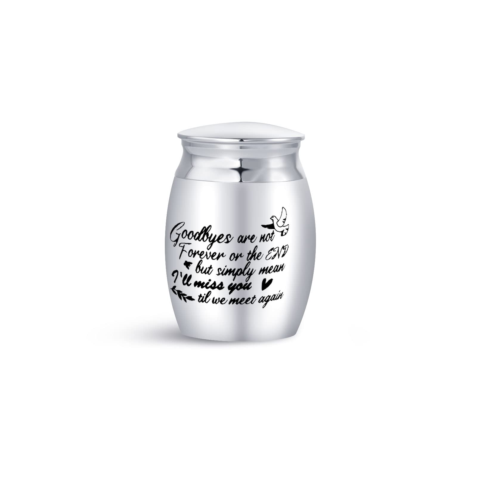 Minijewelry Silver Mini Cremation Urn For Ashes Cremation Fumeral Memorial Keepsake Dog Cat Family Grandma Grandpa Mum Dad Husband Wife