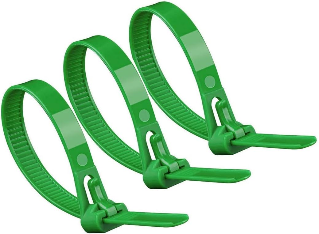Adjustable Cable Straps, 50pcs Plastic Cable Ties Heavy Duty Reusable Cable Assorted Sizes(Green,500x7.5mm)