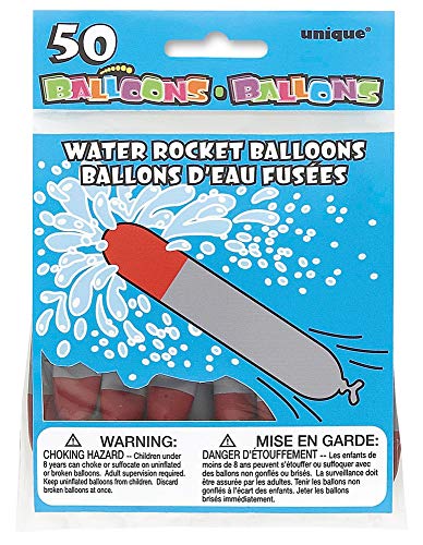 Water Rocket Balloons, Pack of 50, Grey/Red