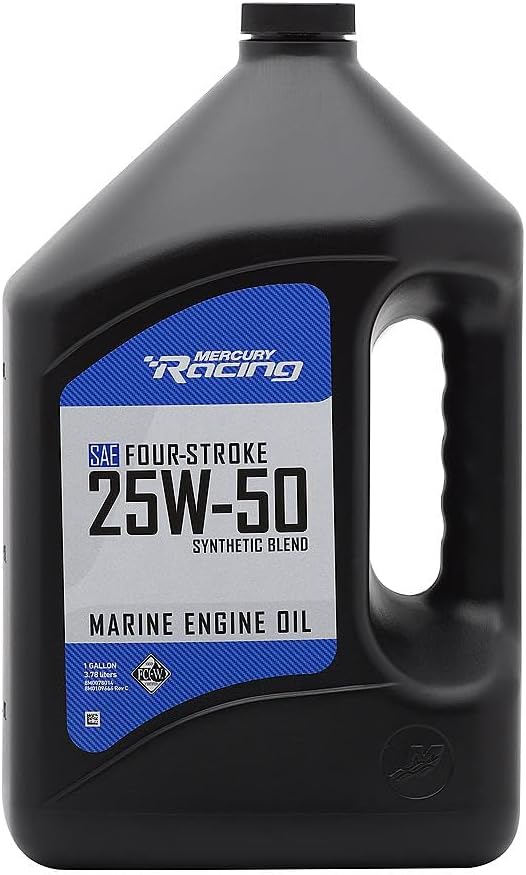 Mercury Racing 25W-50 4-Stroke Synthetic Blend High Performance Marine Engine Oil, 1 Gallon 8M0078014