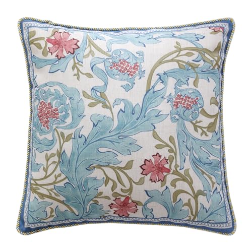 patdrea Designer Throw Pillow Covers for Couch 18x18Vintage Luxury French Linen Pillows Cover with Blue Floral PatternFarmhouse Decorative Square Pillowcases for BedLiving RoomOutdoorcar