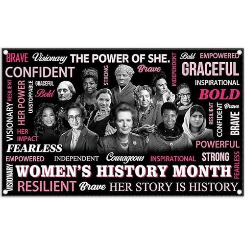 Monalivest 72x43inch Women's History Month Backdrop Pink National March Women's