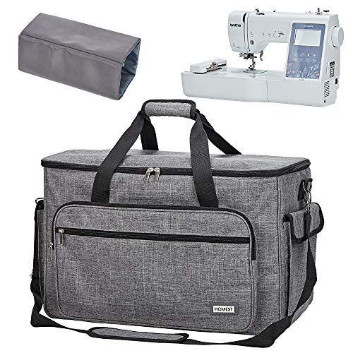 HOMEST Sewing and Embroidery Machine Carrying Case, Universal Tote Bag with Shoulder Strap for Brother SE600, PE535, Multifunctional - Large Capacity, Grey
