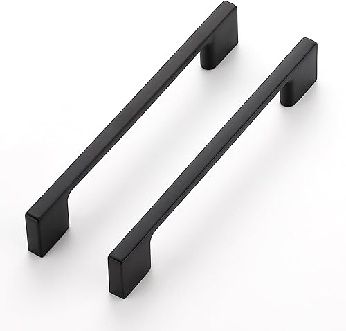 Ravinte Decor Paquete de 30 manijas de gabinete de cocina de 5 pulgadas con agujero central de pie ancho tiradores de gabinete negros sólidos para