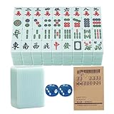 YINIUREN Mahjong Automatic Mahjong Table Accessories Magnetic Mahjong Set 144 Tiles Chinese Mahjong Multifunctional Mahjong (Machine Play, Hand Rub) (Green, 1.8 X 1.3 X 0.9in)