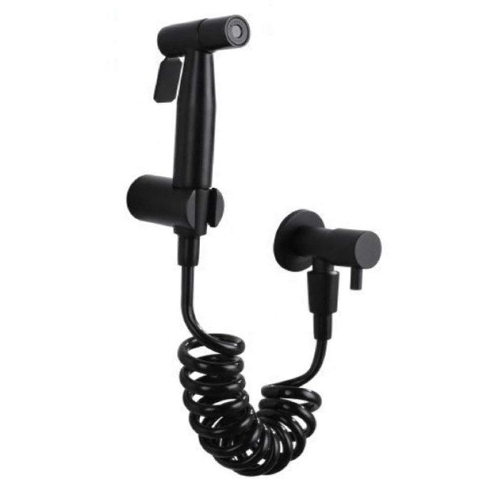 Bidés, negro, baño, bidé, inodoro, grifo, bidé, agua fría, ducha higiénica, ducha, rociador portátil de un solo orificio, modelo 2, manguera de resorte, como se muestra