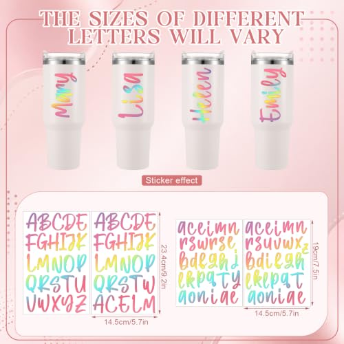 Image of 6 Sheets UV DTF Cup Wrap Letter Stickers Vinyl Decals, Laser Pink