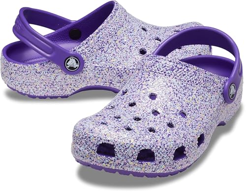 Image of Crocs Kids Classic Glitter Clogs, Neon Purple /Multi, 7 US Unisex Toddler, Neon Purple /Multi, 7 Toddler
